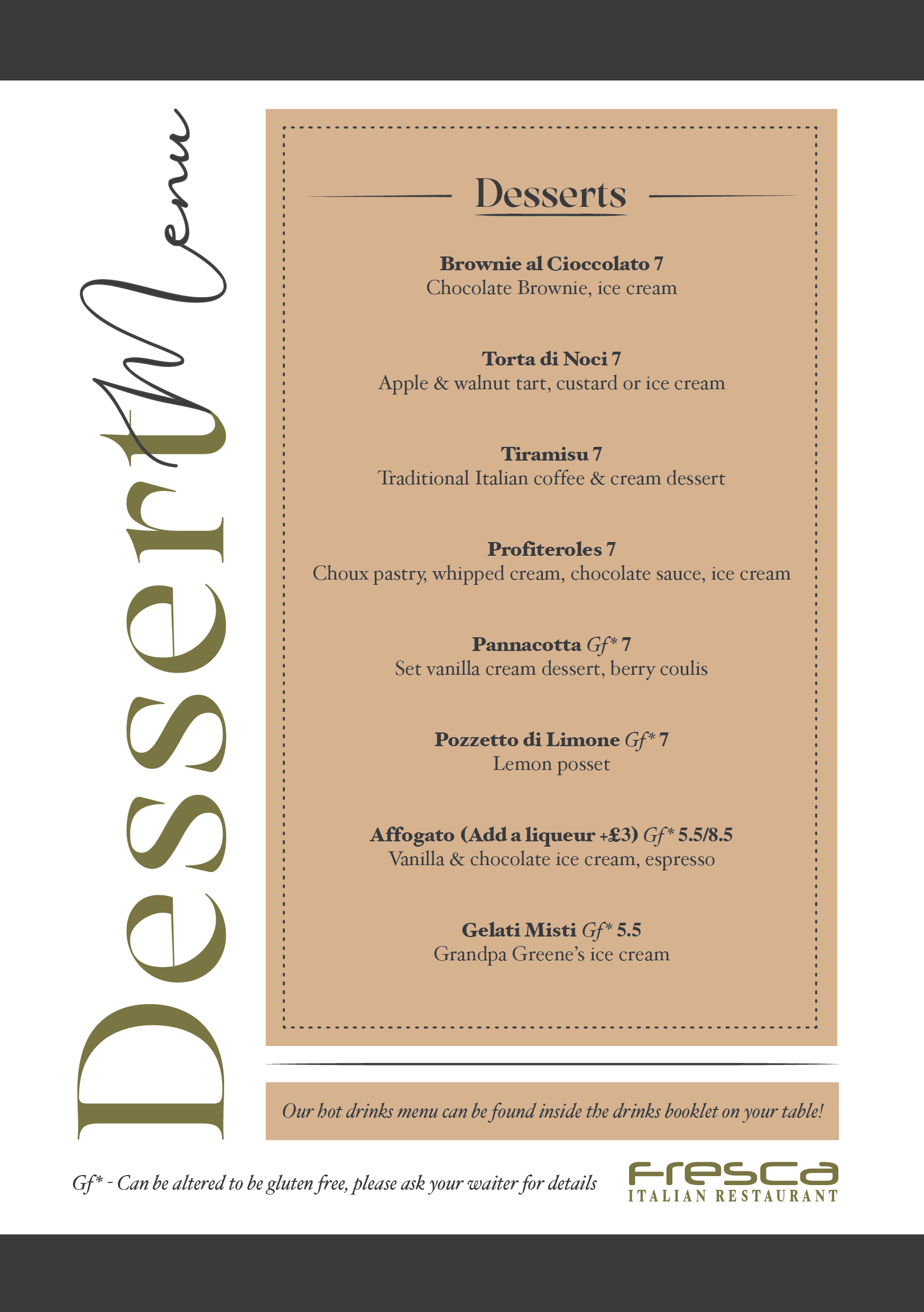 Dessert Menu